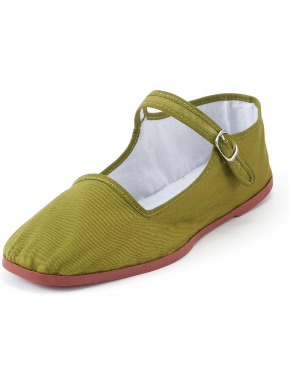 〽️Women's Mary Jane Flats Green Cotton Comfortable Closed Toe China Doll Shoes